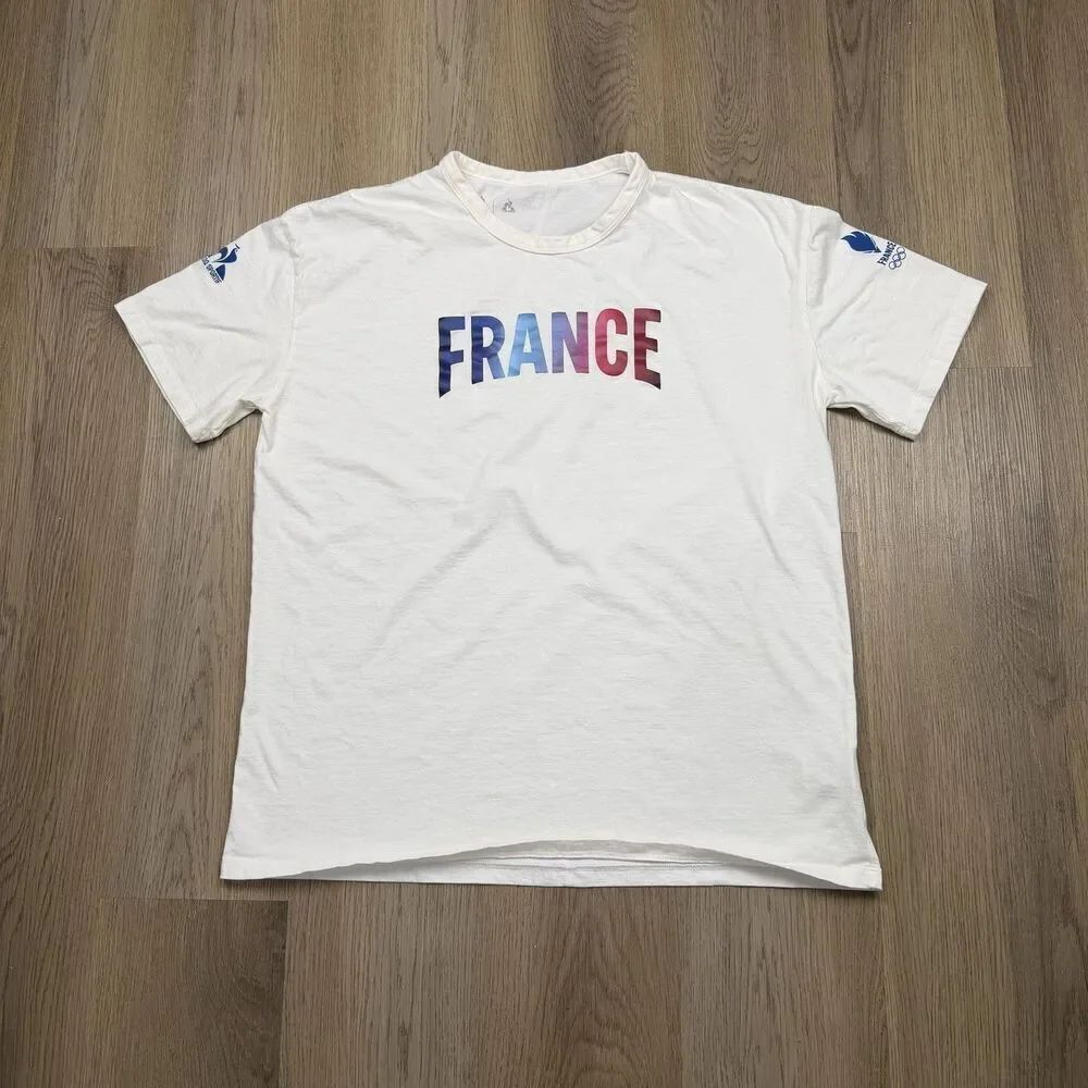 France Shirt Mens XL White Running Le Coq Sportif Olympic T-Shirt Tee France